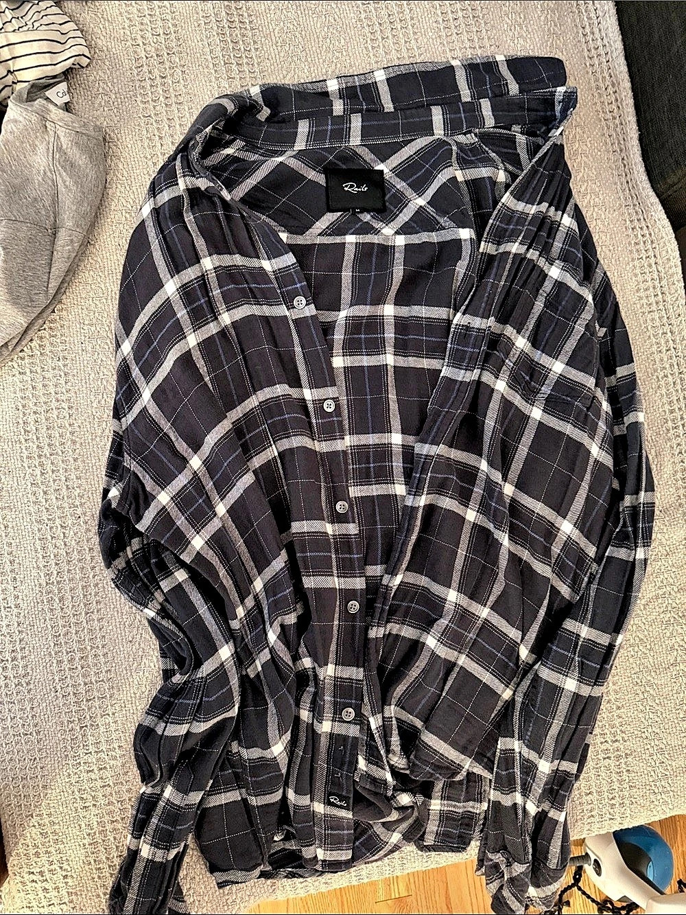 Rails Hunter Plaid Button-Up Shirt Black & White Medium
